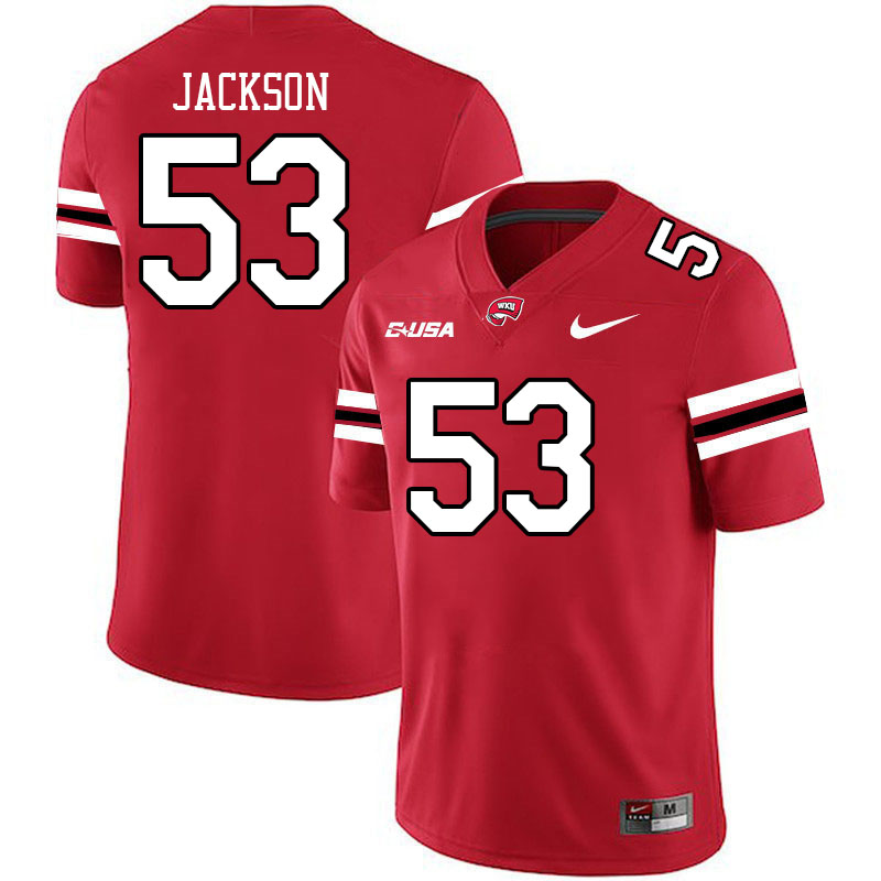 Western Kentucky Hilltoppers #53 Marshall Jackson College Football Jerseys Stitched Sale-Red